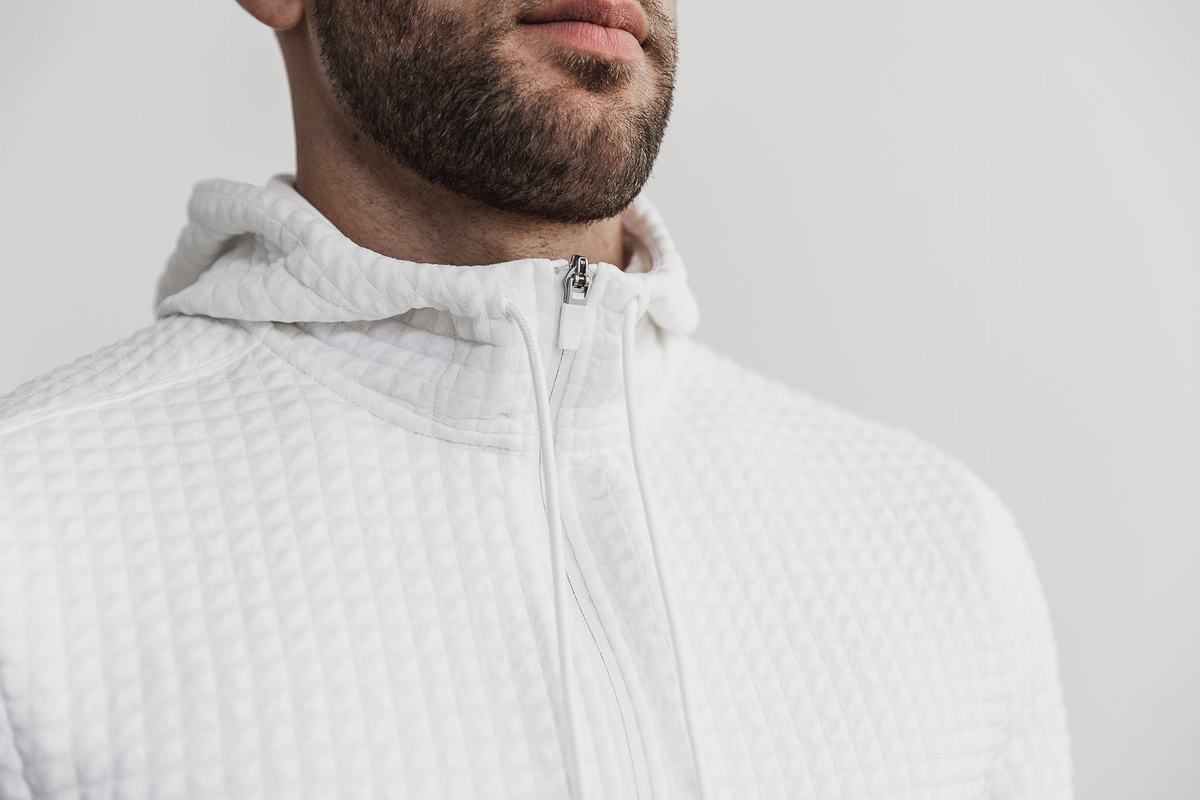 Nobull Quilted Zip-up Men's Jackets White | Australia (JQ3075)